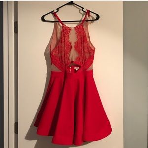 Red cocktail party dress